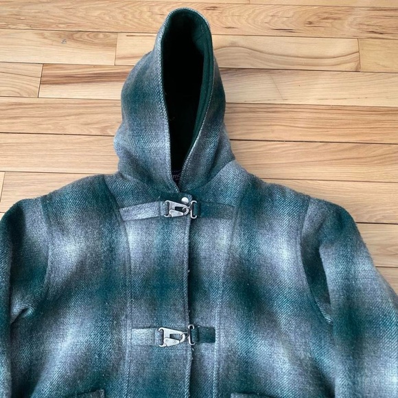 70s True Vintage Heavy Hooded Plaid Wool Coat in Great Condition 🔥 - Picture 2 of 5